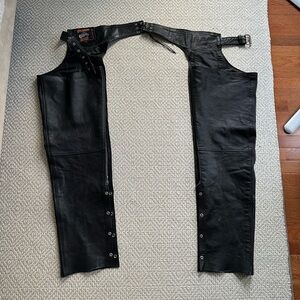 Men’s Silver Bike black leather chaps